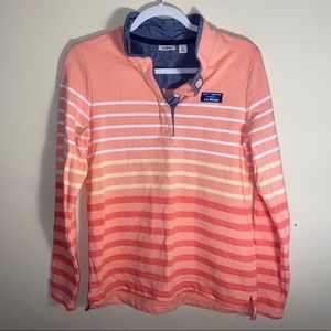 L.L. Bean Peach and White Striped Hoodie